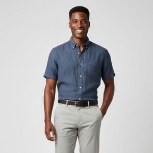 Tailor Vintage Pure Tech Cool Blue Button Down Shirt Size Medium